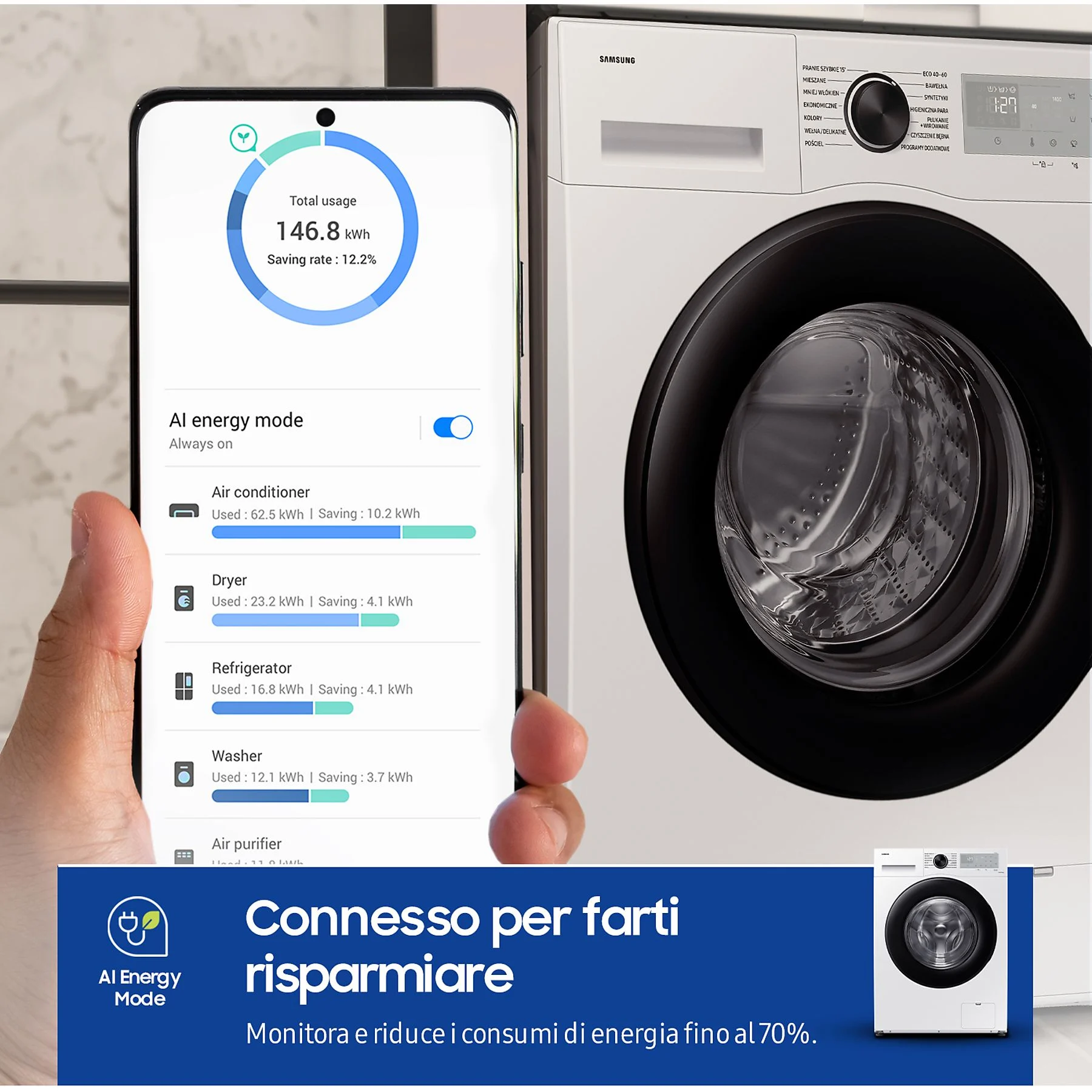 SAMSUNG WW90CGC04DAHET LAVATRICE, Caricamento frontale, 9 kg - obrazek 3
