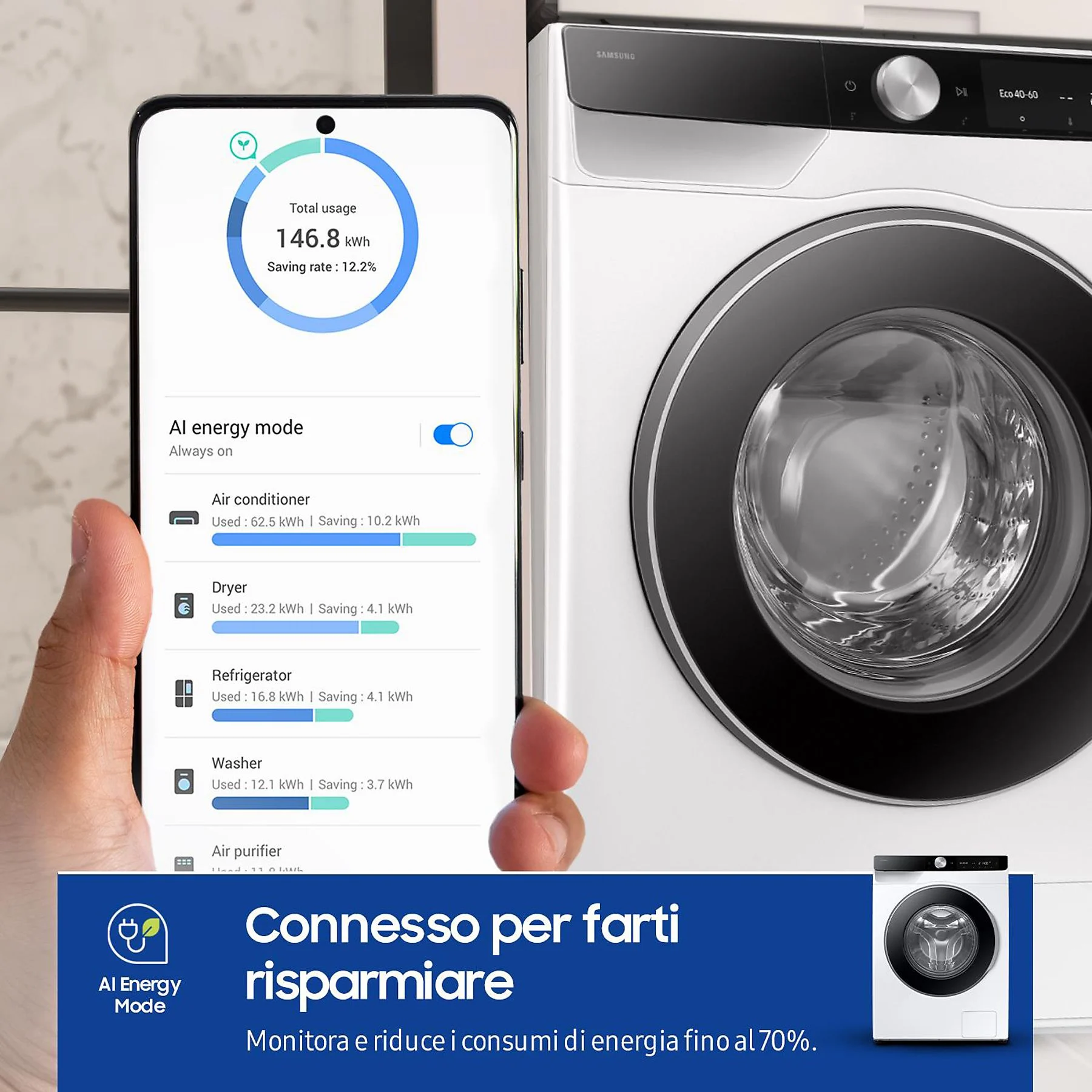 SAMSUNG WW90DG6U85LKU3 LAVATRICE, Caricamento frontale, 9 kg - obrazek 9