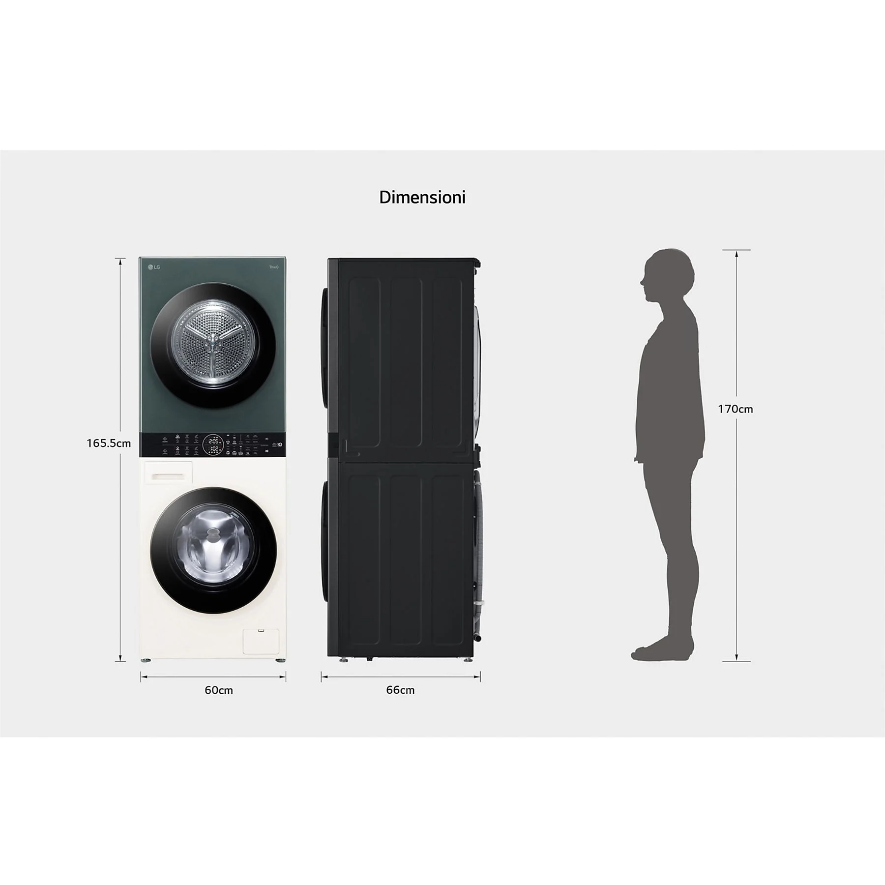 LG WashTower WT1210EGF LAVASCIUGA, Caricamento frontale, capacità lavaggio 12 kg, capacità asciugatura 10 kg - obrazek 6