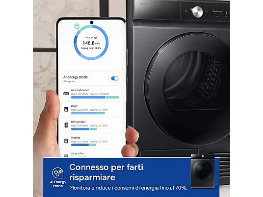 Asciugatrice SAMSUNG DV90DB8845GBU3, a condensazione, 9 Kg - obrazek 9