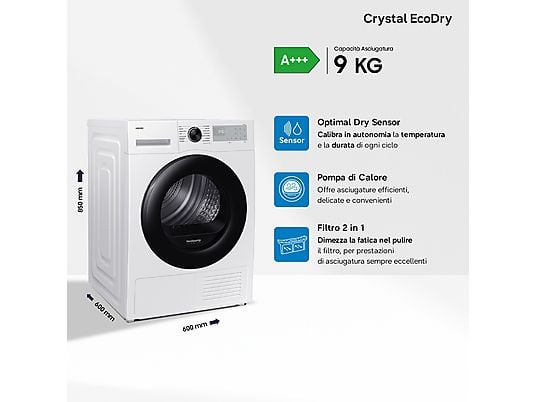 ASCIUGATRICE SAMSUNG DV90DG52A0AHET Condensazione, 9 kg - obrazek 3