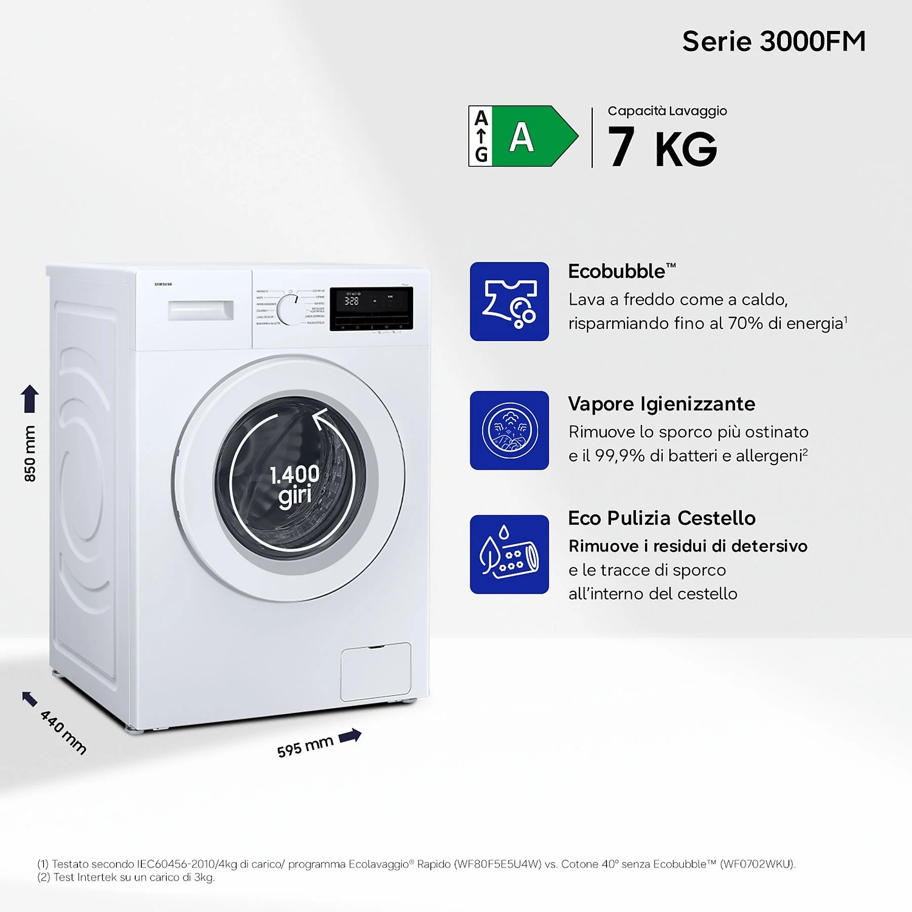 SAMSUNG WW70FG3M05TWET LAVATRICE, Caricamento frontale, 7 kg - obrazek 5