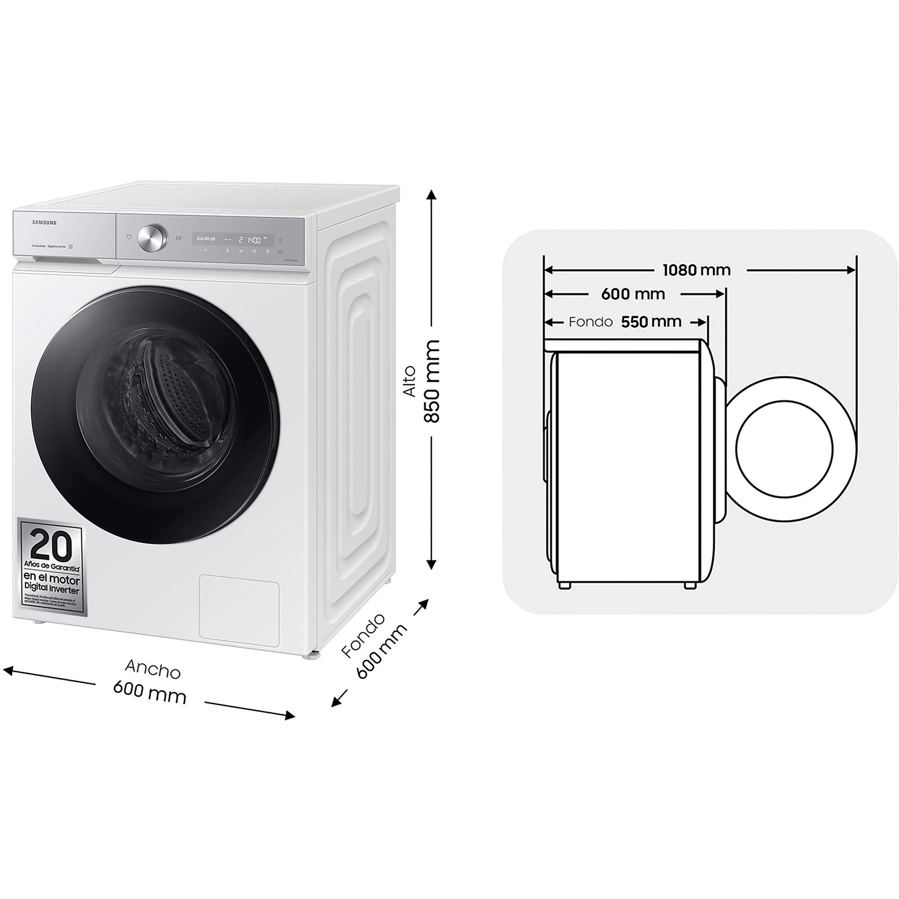 SAMSUNG WW11DB8B95GH LAVATRICE, Caricamento frontale, 11 kg - obrazek 2