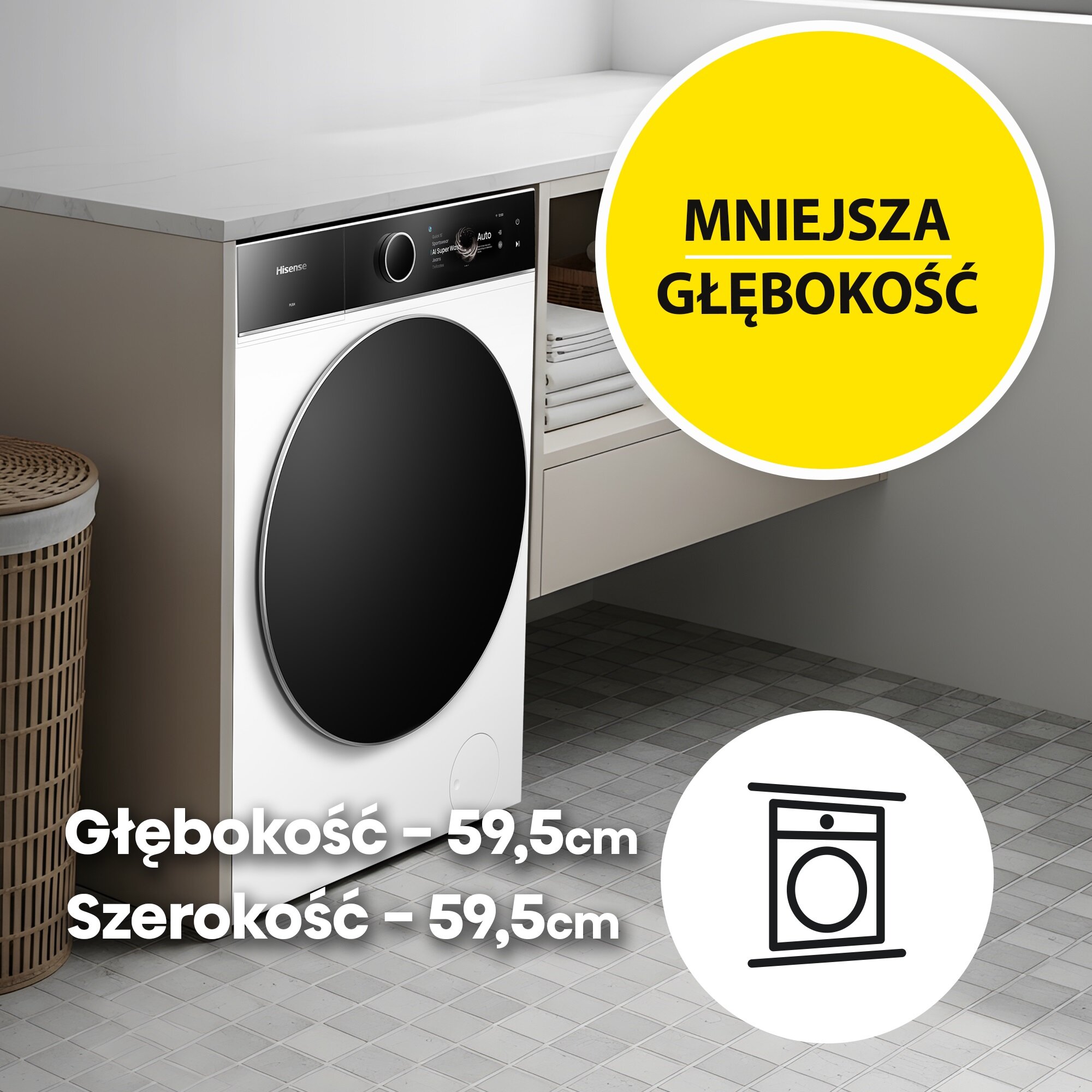 Pralka HISENSE Seria 5i WF5I1245BWR 12kg 1400 obr, iJet, iFit, AutoDosing - obrazek 2