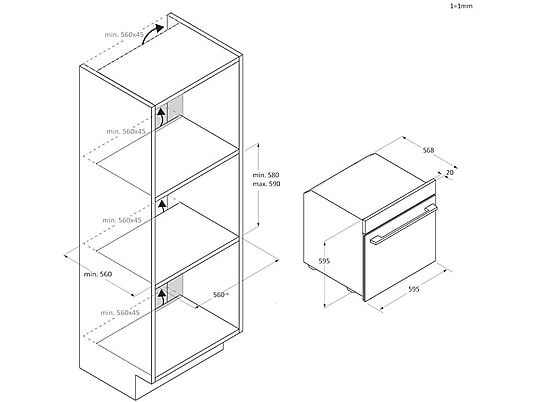 CANDY F IDCP X625 LIT FORNO INCASSO, dimensioni: L 59,5 cm - A 59,5 cm - P 56,8 cm - obrazek 5
