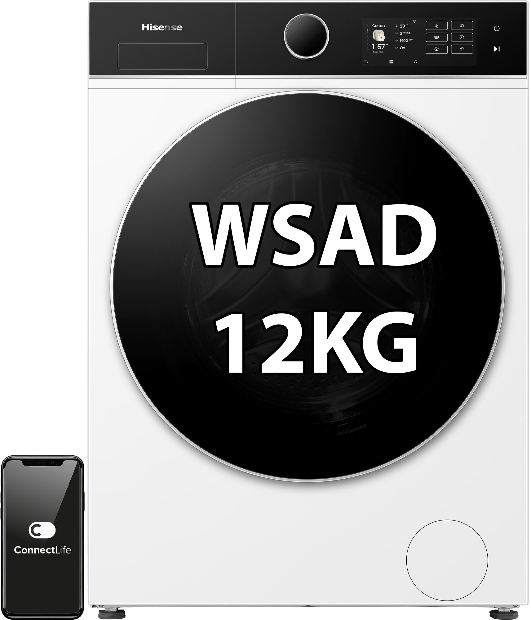 Pralka HISENSE Seria 5i WF5I1245BWR 12kg 1400 obr, iJet, iFit, AutoDosing