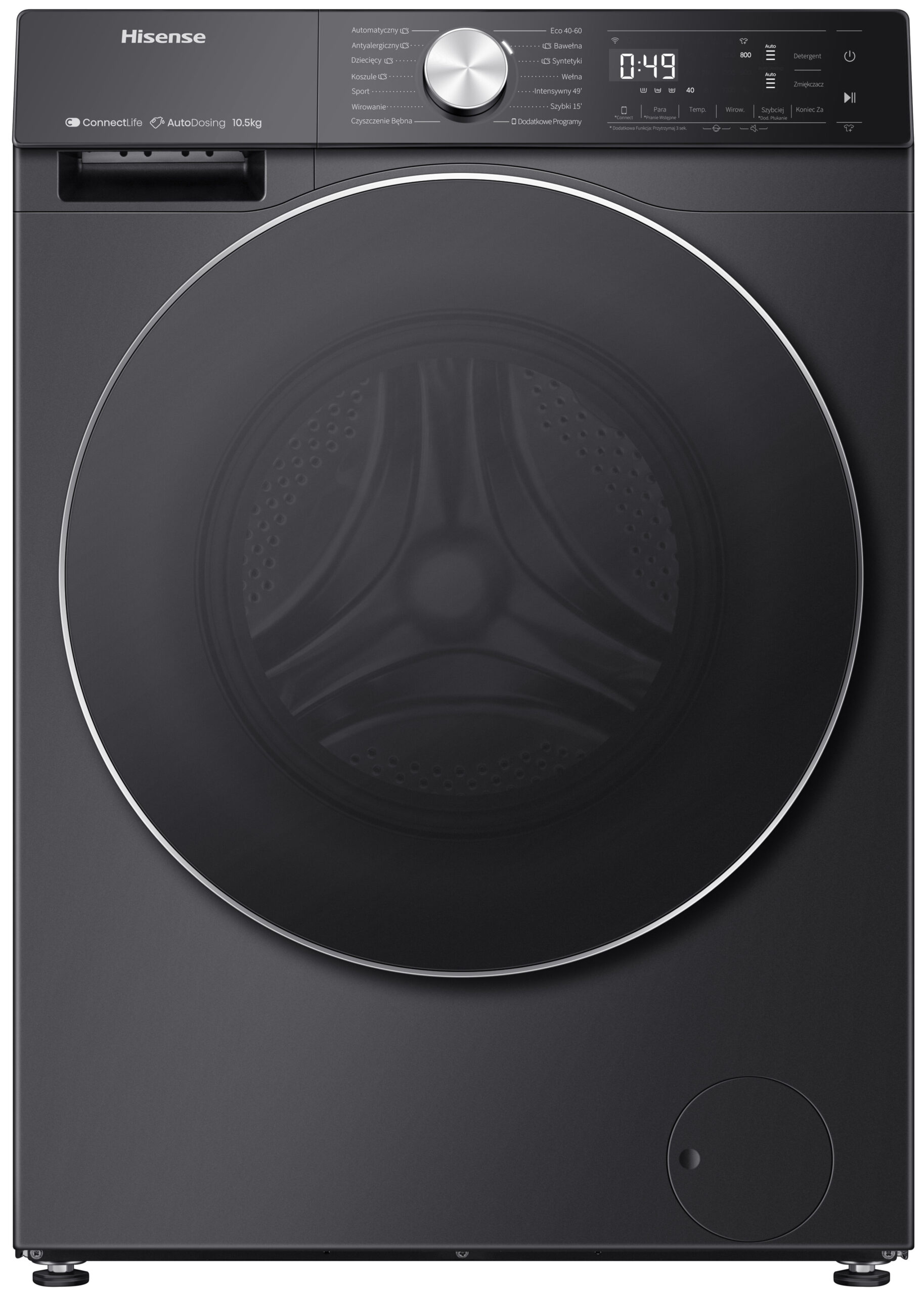 Pralka HISENSE WF5S1045BB/PL Seria 5S 10.5kg 1400 obr Autodozowanie Wi-Fi ConnectLife - obrazek 8