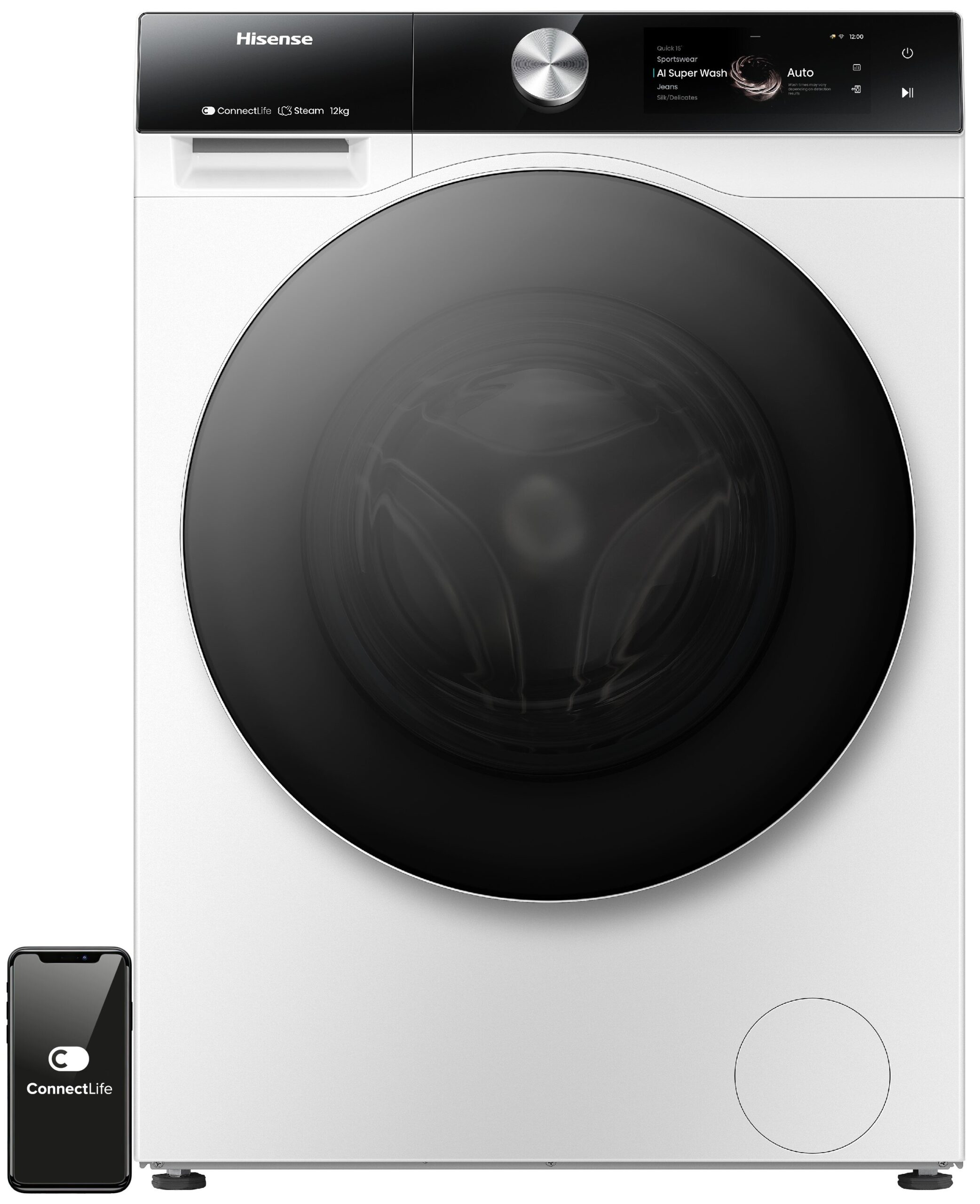 Pralka HISENSE WF7S1247BW Seria 7S 12kg 1400 obr Wi-Fi ConnectLife Autodozowanie AI - obrazek 3