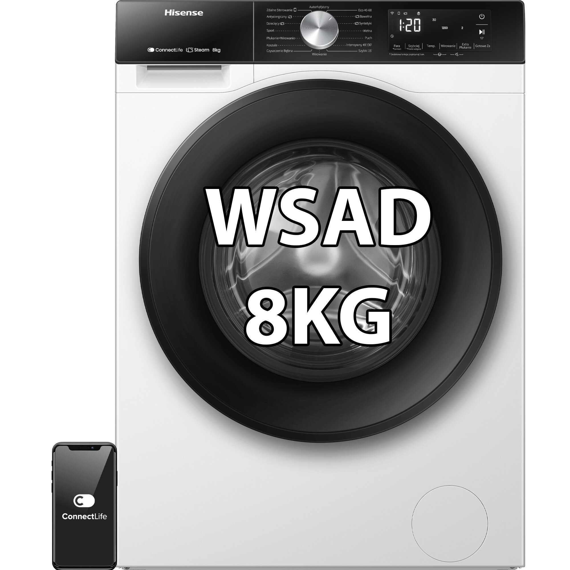 Pralka HISENSE WF3S8043BW/PL 8kg 1400 obr Czyszczenie bębna