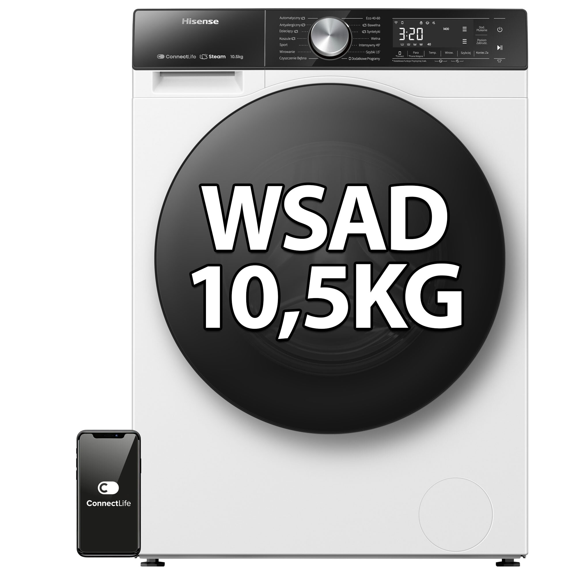 Pralka HISENSE WF5S1043BW Seria 5S 10.5kg 1400 obr